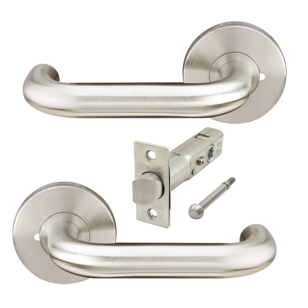 Inox RA102 Munich w/MicroArmor Tubular Privacy, 2-3/4" Backset, Satin S/S RA102L472-32D-AM